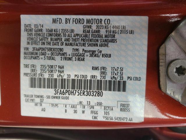 Photo 10 from auction – 2014 FORD FUSION SE with VIN 3FA6P0H75ER303280