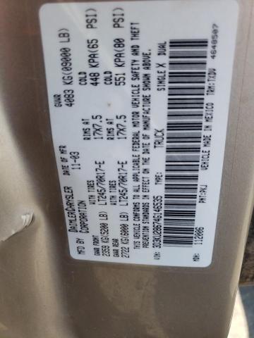 Photo 10 from auction – 2004 DODGE RAM 2500 S with VIN 3D3KU28674G146535
