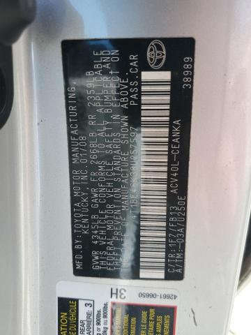 Photo 10 from auction – 2008 TOYOTA CAMRY CE with VIN 4T1BE46K38U257597