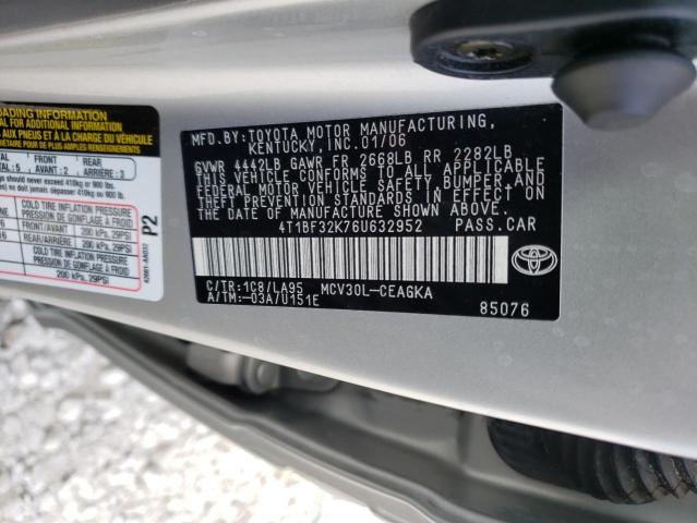 Photo 10 from auction – 2006 TOYOTA CAMRY LE with VIN 4T1BF32K76U632952