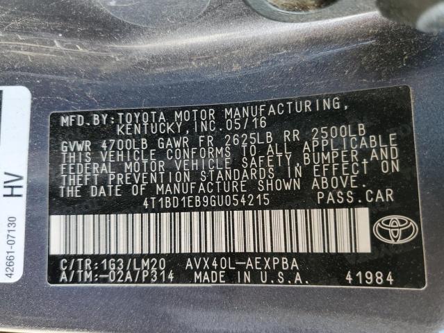Photo 10 from auction – 2016 TOYOTA AVALON HYB with VIN 4T1BD1EB9GU054215