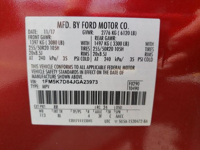 Photo 10 from auction – 2018 FORD EXPLORER X with VIN 1FM5K7D84JGA23973