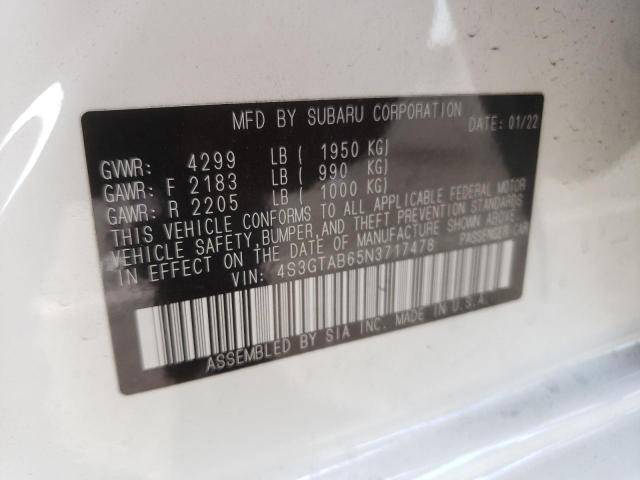 Photo 10 from auction – 2022 SUBARU IMPREZA with VIN 4S3GTAB65N3717478