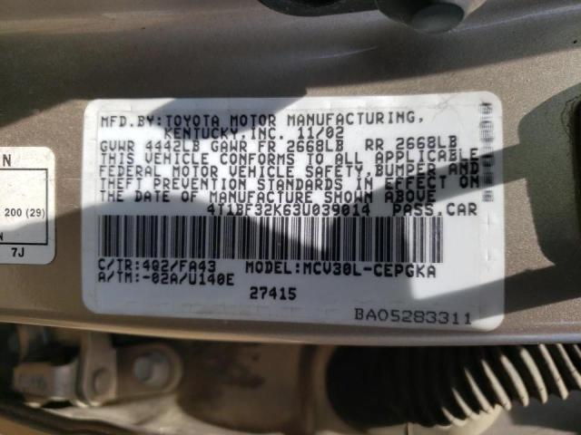 Photo 10 from auction – 2003 TOYOTA CAMRY LE with VIN 4T1BF32K63U039014