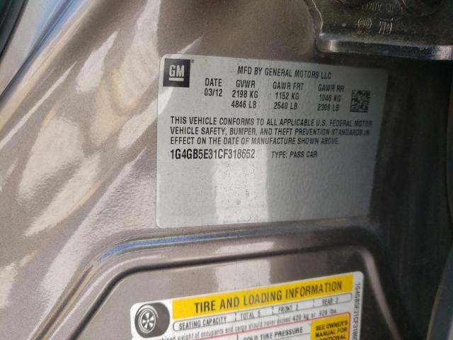 Фото 10 с аукциона – 2012 BUICK LACROSSE C с VIN 1G4GB5E31CF318652