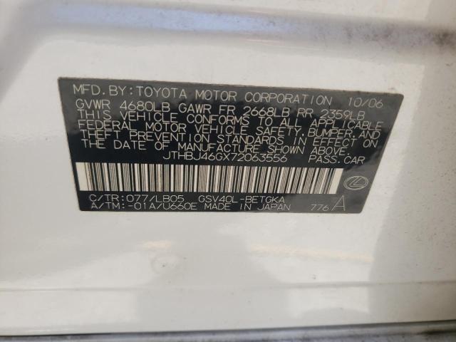 Zdjęcie 10 z aukcji – 2007 LEXUS ES 350 z VIN JTHBJ46GX72063556
