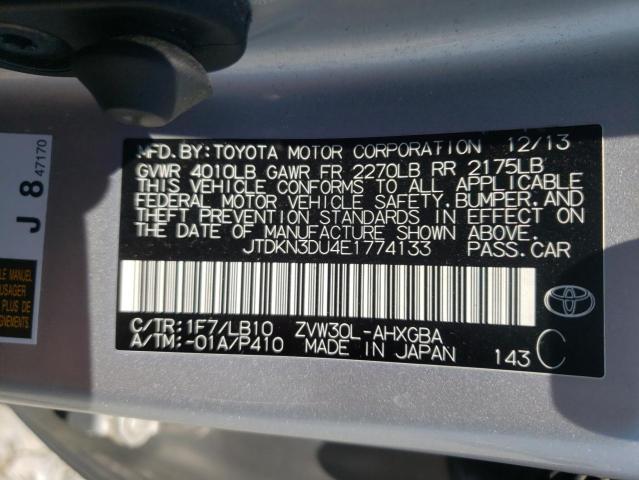 Photo 10 from auction – 2014 TOYOTA PRIUS with VIN JTDKN3DU4E1774133