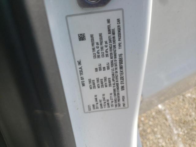 Photo 10 from auction – 2021 TESLA MODEL 3 with VIN 5YJ3E1EA1MF908616