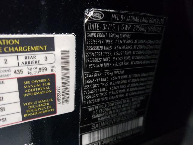 Photo 10 from auction – 2015 LAND ROVER RANGE ROVE with VIN SALWR2VF9FA533727