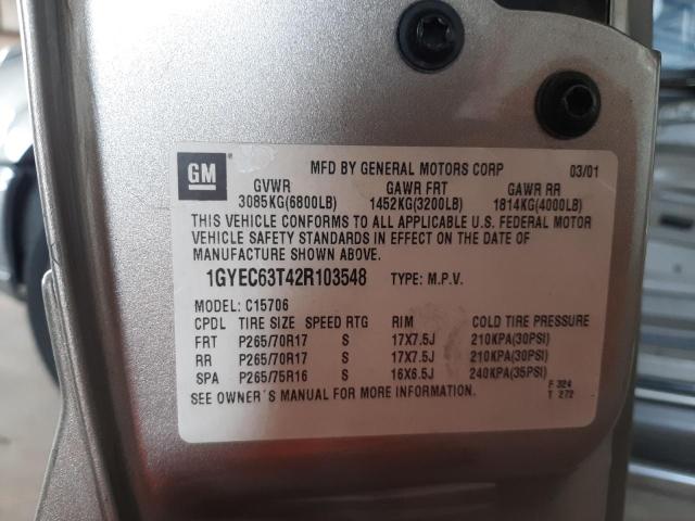 Photo 10 from auction – 2002 CADILLAC ESCALADE L with VIN 1GYEC63T42R103548