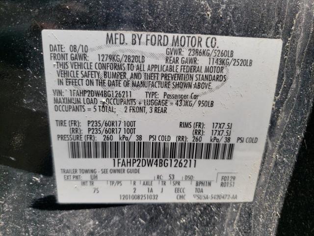 Foto 10 de la subasta – 2011 FORD TAURUS SE con VIN 1FAHP2DW4BG126211