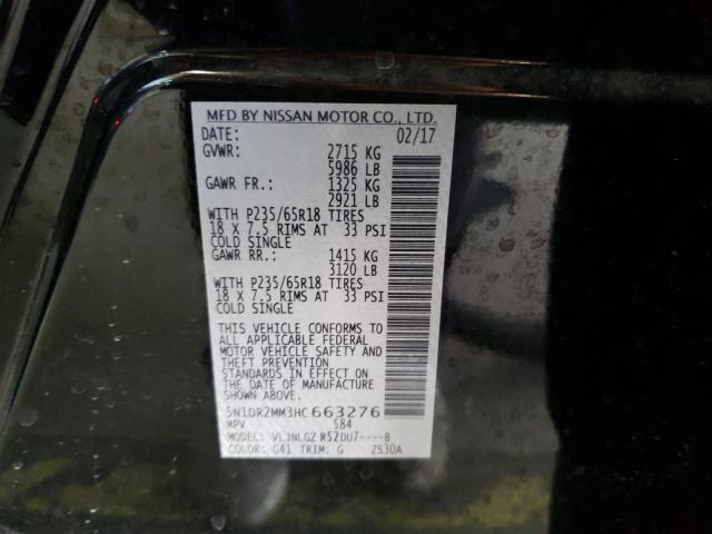 Photo 10 from auction – 2017 NISSAN PATHFINDER with VIN 5N1DR2MM3HC663276