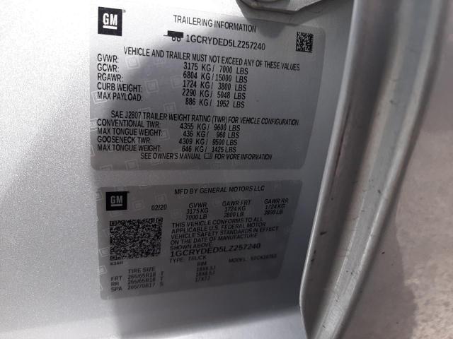 Photo 10 from auction – 2020 CHEVROLET SILVERADO with VIN 1GCRYDED5LZ257240