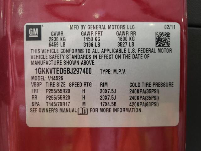 Photo 10 from auction – 2011 GMC ACADIA DEN with VIN 1GKKVTED6BJ297400