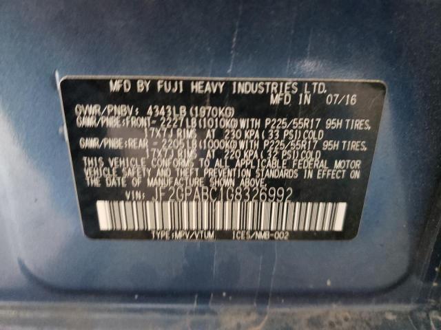 Photo 10 from auction – 2016 SUBARU CROSSTREK with VIN JF2GPABC1G8326992