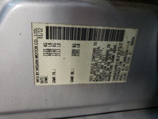 Photo 10 from auction – 2012 NISSAN MAXIMA S with VIN 1N4AA5AP0CC829752