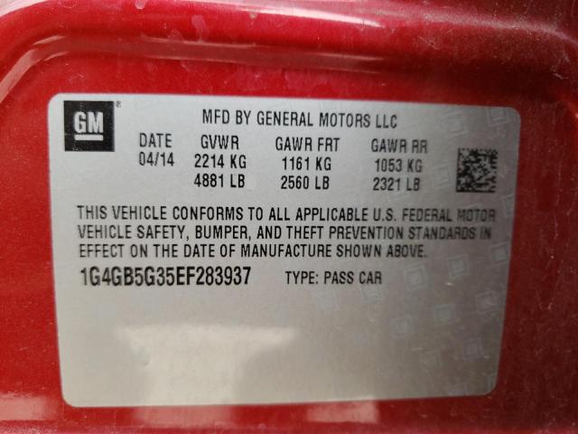 Photo 10 from auction – 2014 BUICK LACROSSE with VIN 1G4GB5G35EF283937