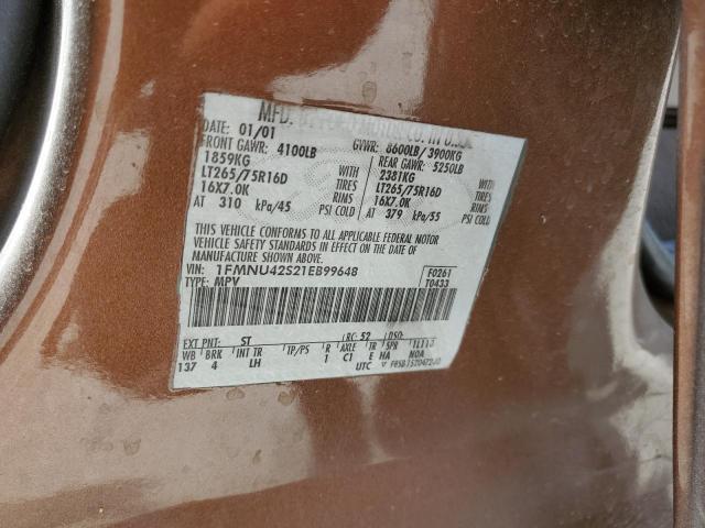 Photo 10 from auction – 2001 FORD EXCURSION with VIN 1FMNU42S21EB99648