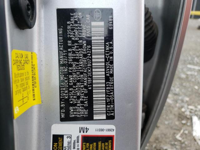 Photo 10 from auction – 2011 TOYOTA CAMRY BASE with VIN 4T1BF3EK7BU724276