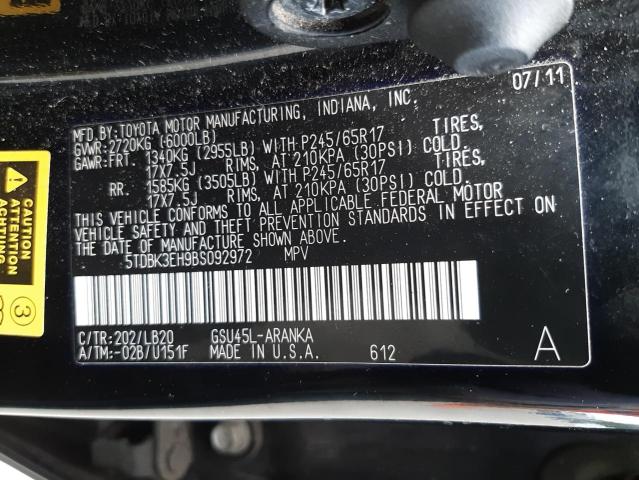 Photo 10 from auction – 2011 TOYOTA HIGHLANDER with VIN 5TDBK3EH9BS092972