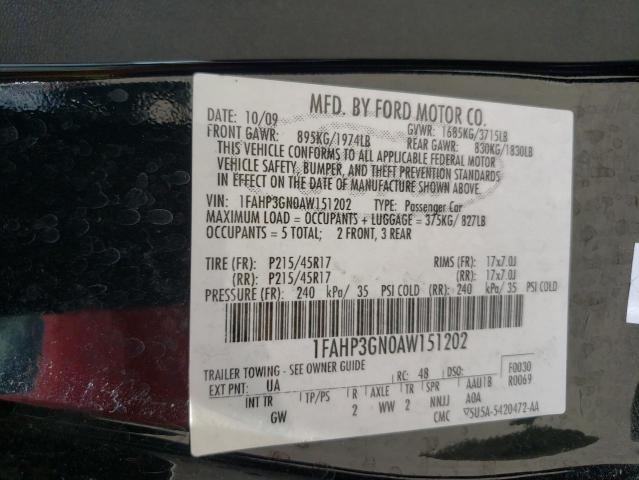 Photo 10 from auction – 2010 FORD FOCUS SES with VIN 1FAHP3GN0AW151202