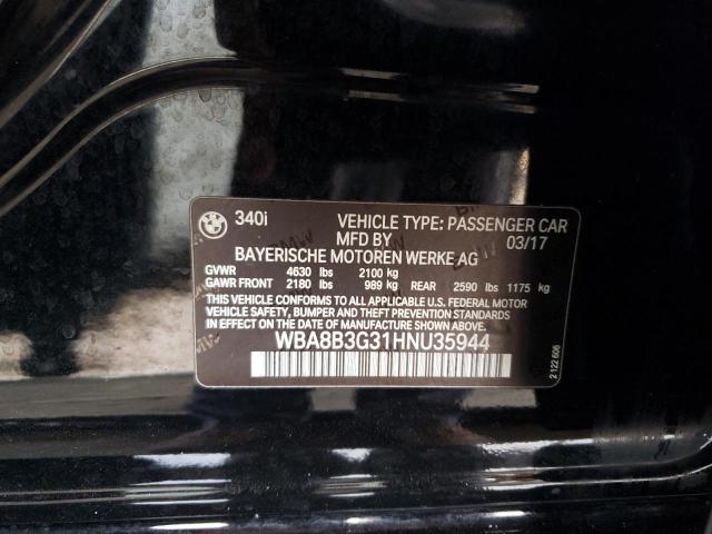 Photo 10 from auction – 2017 BMW 340 I with VIN WBA8B3G31HNU35944