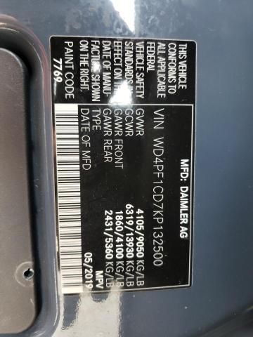 Photo 10 from auction – 2019 MERCEDES-BENZ SPRINTER 2 with VIN WD4PF1CD7KP132500