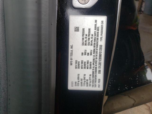 Photo 10 from auction – 2021 TESLA MODEL 3 with VIN 5YJ3E1EB9MF012850