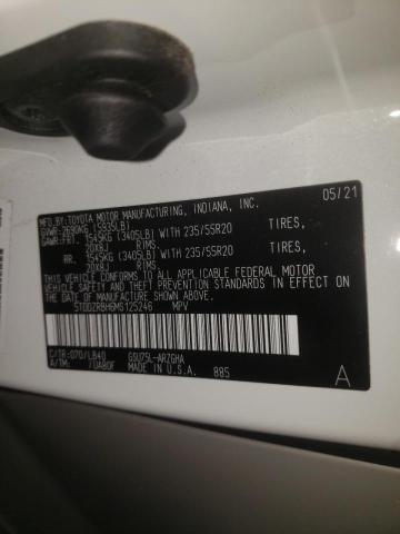Photo 10 from auction – 2021 TOYOTA HIGHLANDER with VIN 5TDDZRBH6MS125246