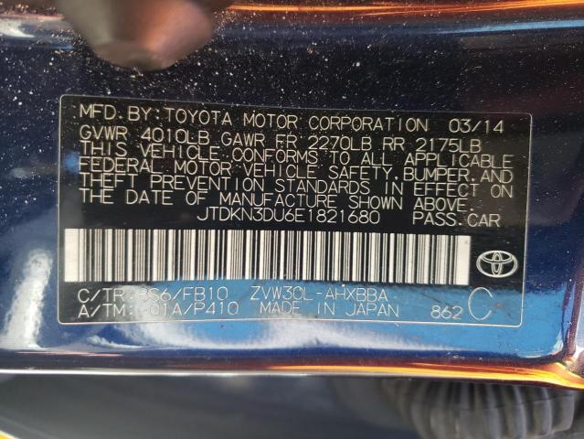 Photo 10 from auction – 2014 TOYOTA PRIUS with VIN JTDKN3DU6E1821680