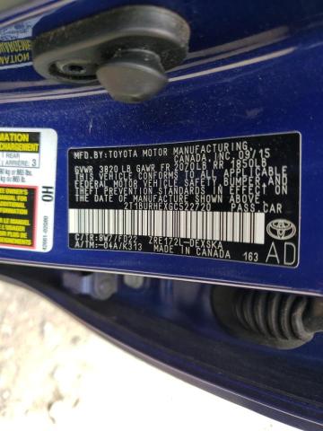 Photo 10 from auction – 2016 TOYOTA COROLLA L with VIN 2T1BURHEXGC522720