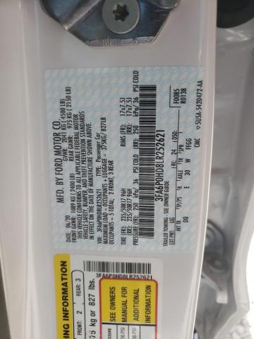 Photo 10 from auction – 2020 FORD FUSION SE with VIN 3FA6P0HD8LR252621