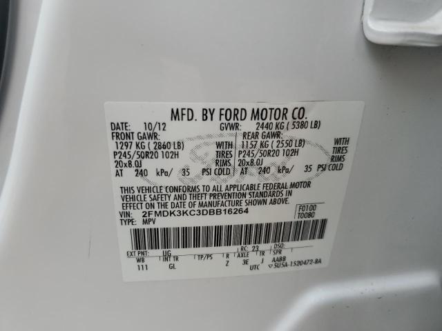 Photo 10 from auction – 2013 FORD EDGE LIMIT with VIN 2FMDK3KC3DBB16264