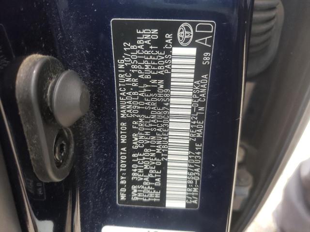 Photo 10 from auction – 2013 TOYOTA COROLLA BA with VIN 2T1BU4EE3DC974589
