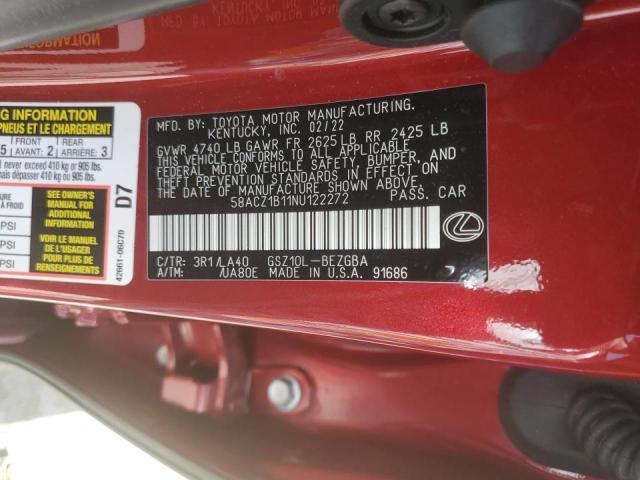 Photo 10 from auction – 2022 LEXUS ES 350 BAS with VIN 58ACZ1B11NU122272