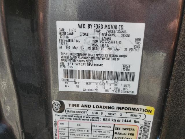 Photo 10 from auction – 2011 FORD F150 SUPER with VIN 1FTFW1EF1BFA16042