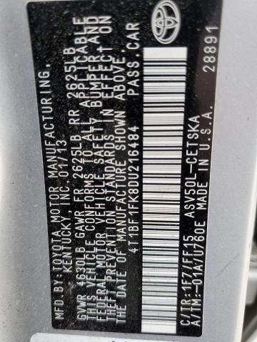 Photo 10 from auction – 2013 TOYOTA CAMRY L with VIN 4T1BF1FK8DU216484