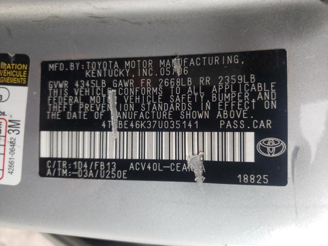 Photo 10 from auction – 2007 TOYOTA CAMRY CE with VIN 4T1BE46K37U035141