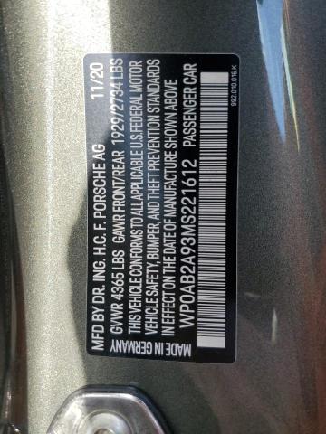 Photo 10 from auction – 2021 PORSCHE 911 CARRER with VIN WP0AB2A93MS221612
