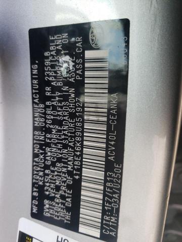 Photo 10 from auction – 2009 TOYOTA CAMRY BASE with VIN 4T1BE46K89U851927