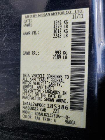 Photo 10 from auction – 2012 NISSAN ALTIMA BAS with VIN 1N4AL2AP0CC185386