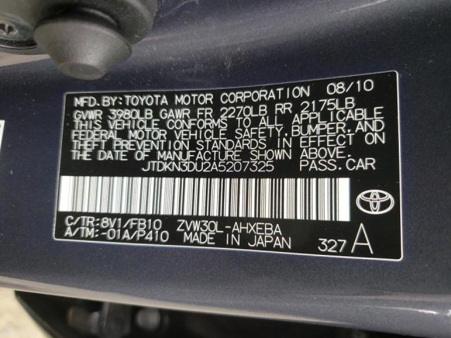 Photo 10 from auction – 2010 TOYOTA PRIUS with VIN JTDKN3DU2A5207325