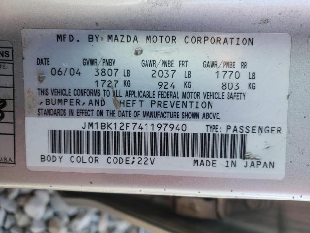 Photo 10 from auction – 2004 MAZDA 3 I with VIN JM1BK12F741197940