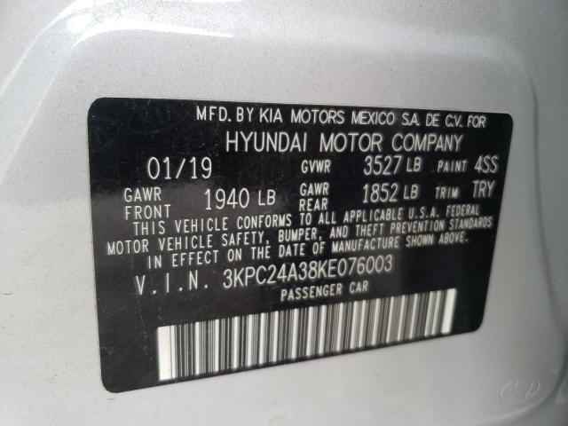 Photo 10 from auction – 2019 HYUNDAI ACCENT SE with VIN 3KPC24A38KE076003