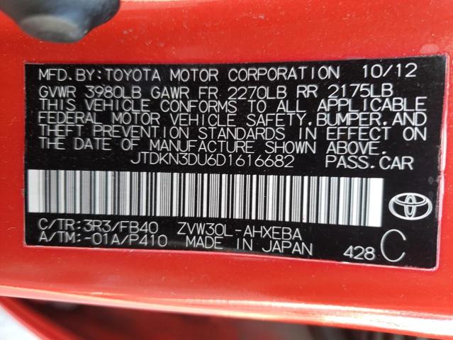 Photo 10 from auction – 2013 TOYOTA PRIUS with VIN JTDKN3DU6D1616682