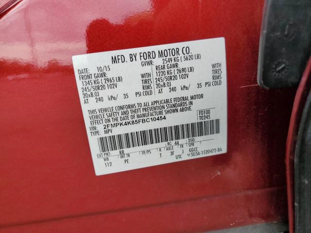 Photo 10 from auction – 2015 FORD EDGE TITAN with VIN 2FMPK4K85FBC10454