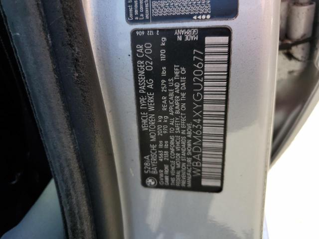 Photo 10 from auction – 2000 BMW 528 I AUTO with VIN WBADM634XYGU20677