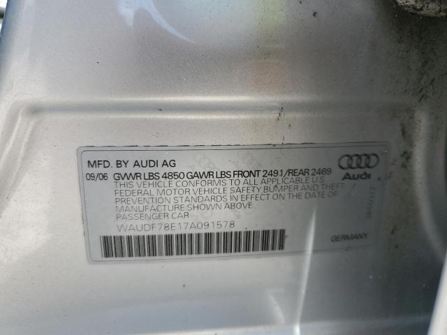 Photo 10 from auction – 2007 AUDI A4 2.0T QU with VIN WAUDF78E17A091578