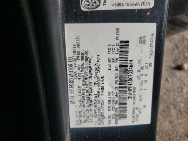Photo 10 from auction – 2012 FORD FUSION SEL with VIN 3FAHP0JA8CR334664
