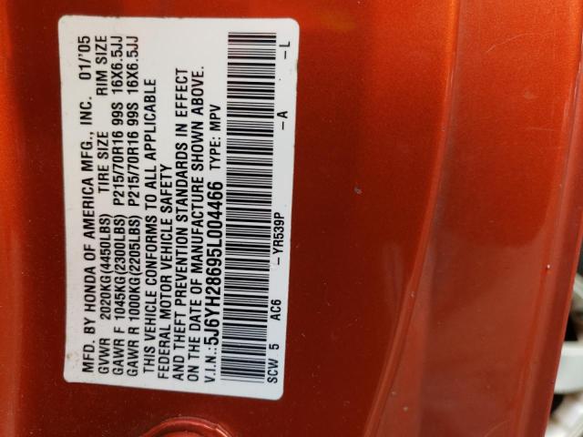 Photo 10 from auction – 2005 HONDA ELEMENT EX with VIN 5J6YH28695L004466